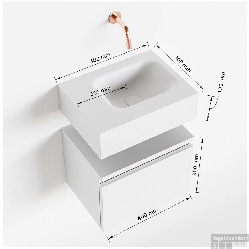 MONDIAZ ANDOR 40cm Toiletmeubel Ocher. LEX 40cm Wastafel Urban Rechts 1 Kraangat 5 MONDIAZ ANDOR 40cm Toiletmeubel Ocher. LEX 40cm Wastafel Urban Rechts 1 Kraangat - Afbeelding 5