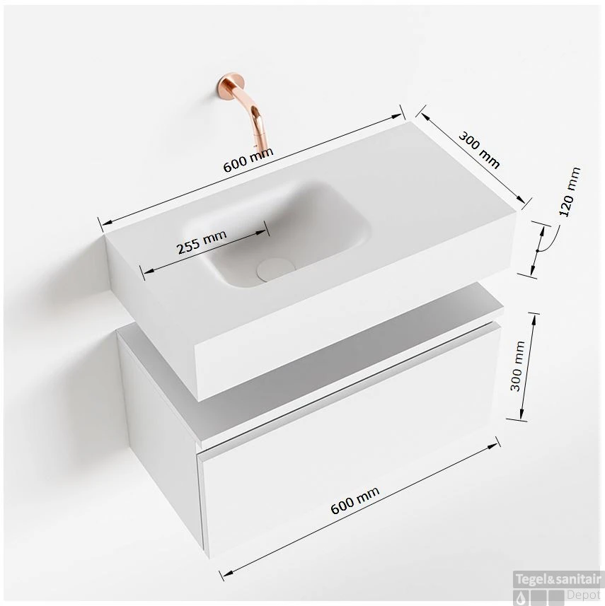 MONDIAZ ANDOR 60cm Toiletmeubel Urban. LEX 60cm Wastafel Talc Links Geen Kraangat 5 MONDIAZ ANDOR 60cm Toiletmeubel Urban. LEX 60cm Wastafel Talc Links Geen Kraangat - Afbeelding 5