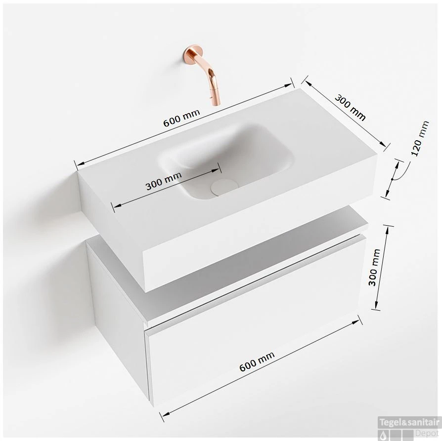 MONDIAZ ANDOR 60cm Toiletmeubel Smoke. LEX 60cm Wastafel Urban Midden 1 Kraangat 5 MONDIAZ ANDOR 60cm Toiletmeubel Smoke. LEX 60cm Wastafel Urban Midden 1 Kraangat - Afbeelding 5