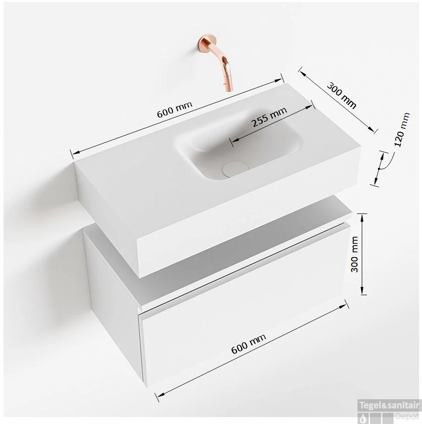 MONDIAZ ANDOR 60cm Toiletmeubel Ocher. LEX 60cm Wastafel Talc Rechts Geen Kraangat 5 MONDIAZ ANDOR 60cm Toiletmeubel Ocher. LEX 60cm Wastafel Talc Rechts Geen Kraangat - Afbeelding 5
