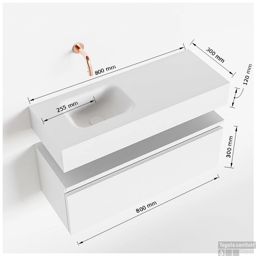 MONDIAZ ANDOR 80cm Toiletmeubel Urban. LEX 80cm Wastafel Talc Links 1 Kraangat 5 MONDIAZ ANDOR 80cm Toiletmeubel Urban. LEX 80cm Wastafel Talc Links 1 Kraangat - Afbeelding 5