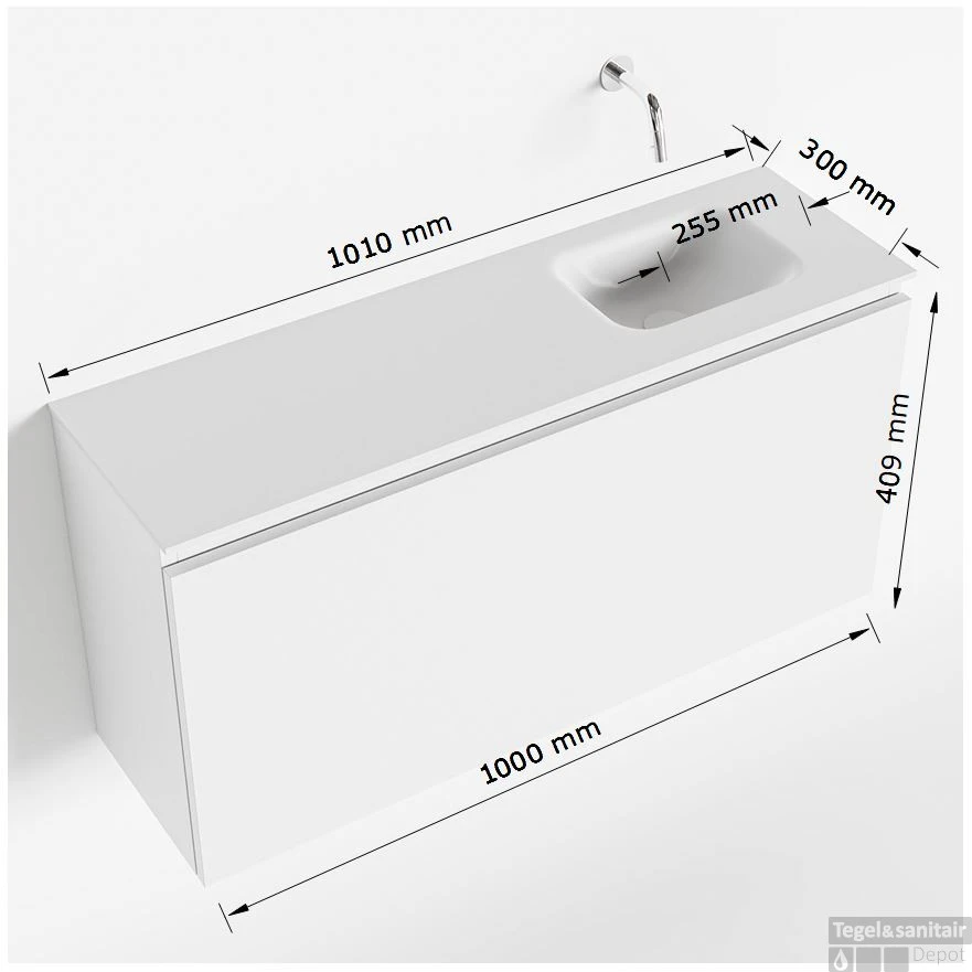 MONDIAZ OLAN 100cm Toiletmeubel Light Brown Grey. LEX Wastafel Talc Rechts 1 Kraangat 5 MONDIAZ OLAN 100cm Toiletmeubel Light Brown Grey. LEX Wastafel Talc Rechts 1 Kraangat - Afbeelding 5