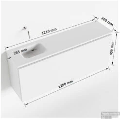 MONDIAZ OLAN 120cm Toiletmeubel Talc. LEX Wastafel Urban Links 1 Kraangat -Duravit Verkoop tekening olan 120 cm links 3182512619777