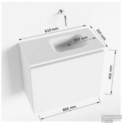 MONDIAZ OLAN 60cm Toiletmeubel Linen. LEX Wastafel Talc Rechts Geen Kraangat 9 MONDIAZ OLAN 60cm Toiletmeubel Linen. LEX Wastafel Talc Rechts Geen Kraangat -Duravit Verkoop tekening olan 60 cm rechts 3182512619348