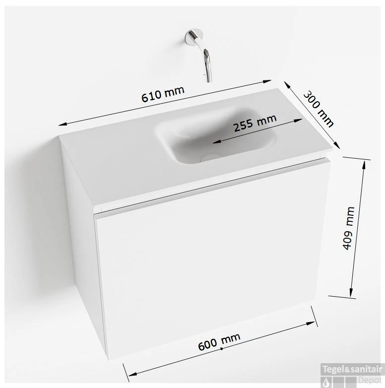 MONDIAZ OLAN 60cm Toiletmeubel Linen. LEX Wastafel Talc Rechts Geen Kraangat 5 MONDIAZ OLAN 60cm Toiletmeubel Linen. LEX Wastafel Talc Rechts Geen Kraangat - Afbeelding 5