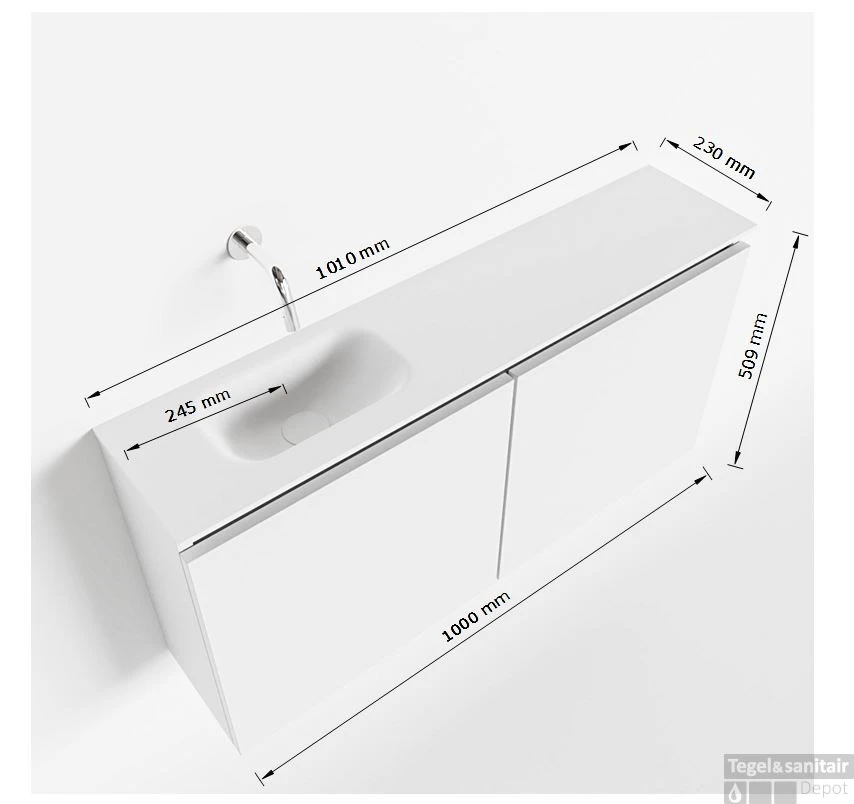 MONDIAZ TURE 100cm Toiletmeubel Urban. EDEN Wastafel Talc Links 1 Kraangat 4 MONDIAZ TURE 100cm Toiletmeubel Urban. EDEN Wastafel Talc Links 1 Kraangat - Afbeelding 4