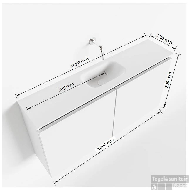 MONDIAZ TURE 100cm Toiletmeubel Urban. EDEN Wastafel Talc Midden 1 Kraangat 4 MONDIAZ TURE 100cm Toiletmeubel Urban. EDEN Wastafel Talc Midden 1 Kraangat - Afbeelding 4