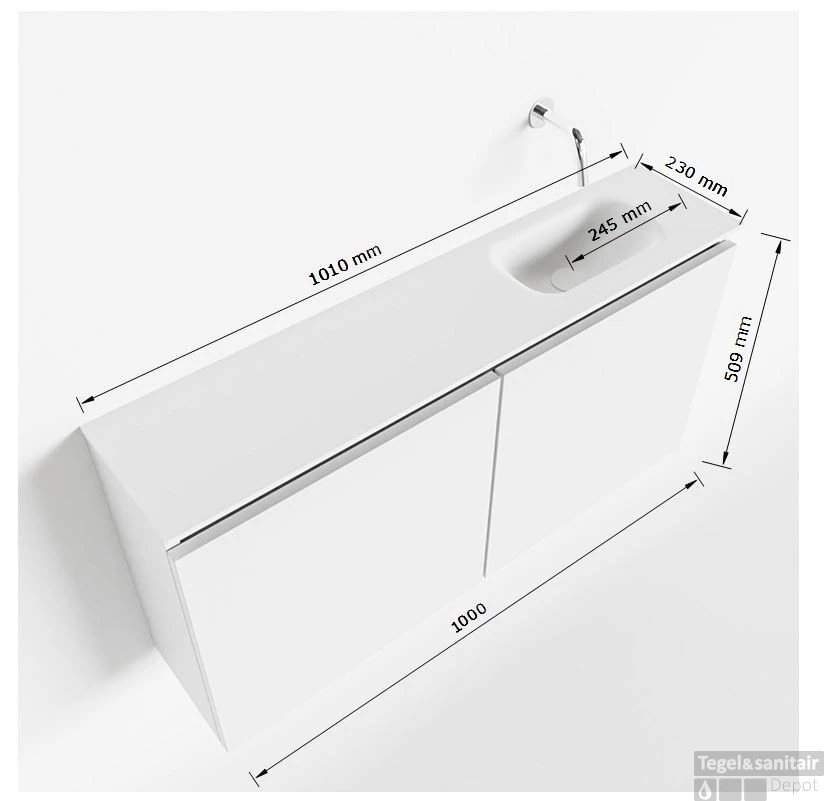 MONDIAZ TURE 100cm Toiletmeubel Talc. EDEN Wastafel Urban Rechts 1 Kraangat 5 MONDIAZ TURE 100cm Toiletmeubel Talc. EDEN Wastafel Urban Rechts 1 Kraangat - Afbeelding 5