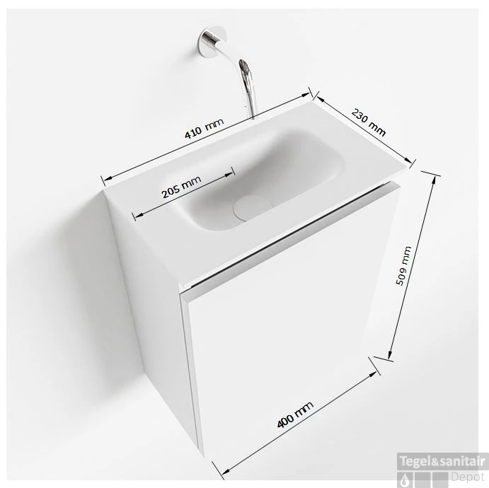 MONDIAZ TURE 40cm Toiletmeubel Cale. EDEN Wastafel Talc Midden Geen Kraangat 5 MONDIAZ TURE 40cm Toiletmeubel Cale. EDEN Wastafel Talc Midden Geen Kraangat - Afbeelding 5
