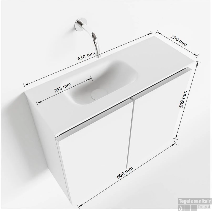 MONDIAZ TURE 60cm Toiletmeubel Ocher. EDEN Wastafel Urban Links 1 Kraangat 5 MONDIAZ TURE 60cm Toiletmeubel Ocher. EDEN Wastafel Urban Links 1 Kraangat - Afbeelding 5