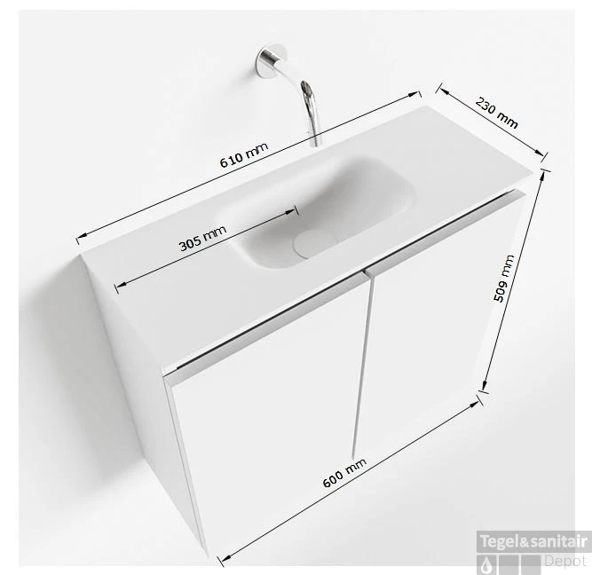 MONDIAZ TURE 60cm Toiletmeubel Ocher. EDEN Wastafel Talc Midden Geen Kraangat 5 MONDIAZ TURE 60cm Toiletmeubel Ocher. EDEN Wastafel Talc Midden Geen Kraangat - Afbeelding 5