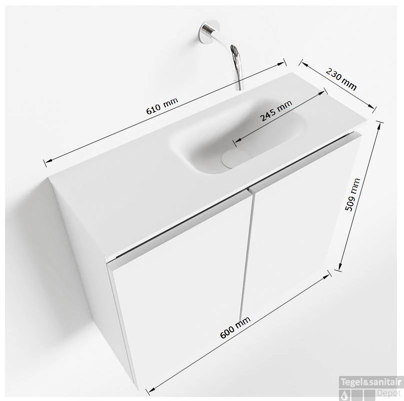 MONDIAZ TURE 60cm Toiletmeubel Smoke. EDEN Wastafel Talc Rechts Geen Kraangat 5 MONDIAZ TURE 60cm Toiletmeubel Smoke. EDEN Wastafel Talc Rechts Geen Kraangat - Afbeelding 5
