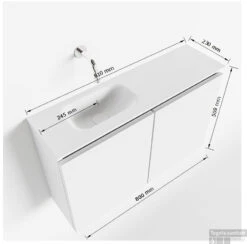 MONDIAZ TURE 80cm Toiletmeubel Army. EDEN Wastafel Talc Links 1 Kraangat -Duravit Verkoop tekening ture 80 cm links 3182512613633