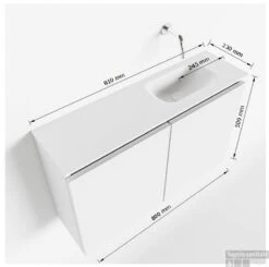 MONDIAZ TURE 80cm Toiletmeubel Talc. EDEN Wastafel Urban Rechts Geen Kraangat -Duravit Verkoop tekening ture 80 cm rechts 3182512613700 2