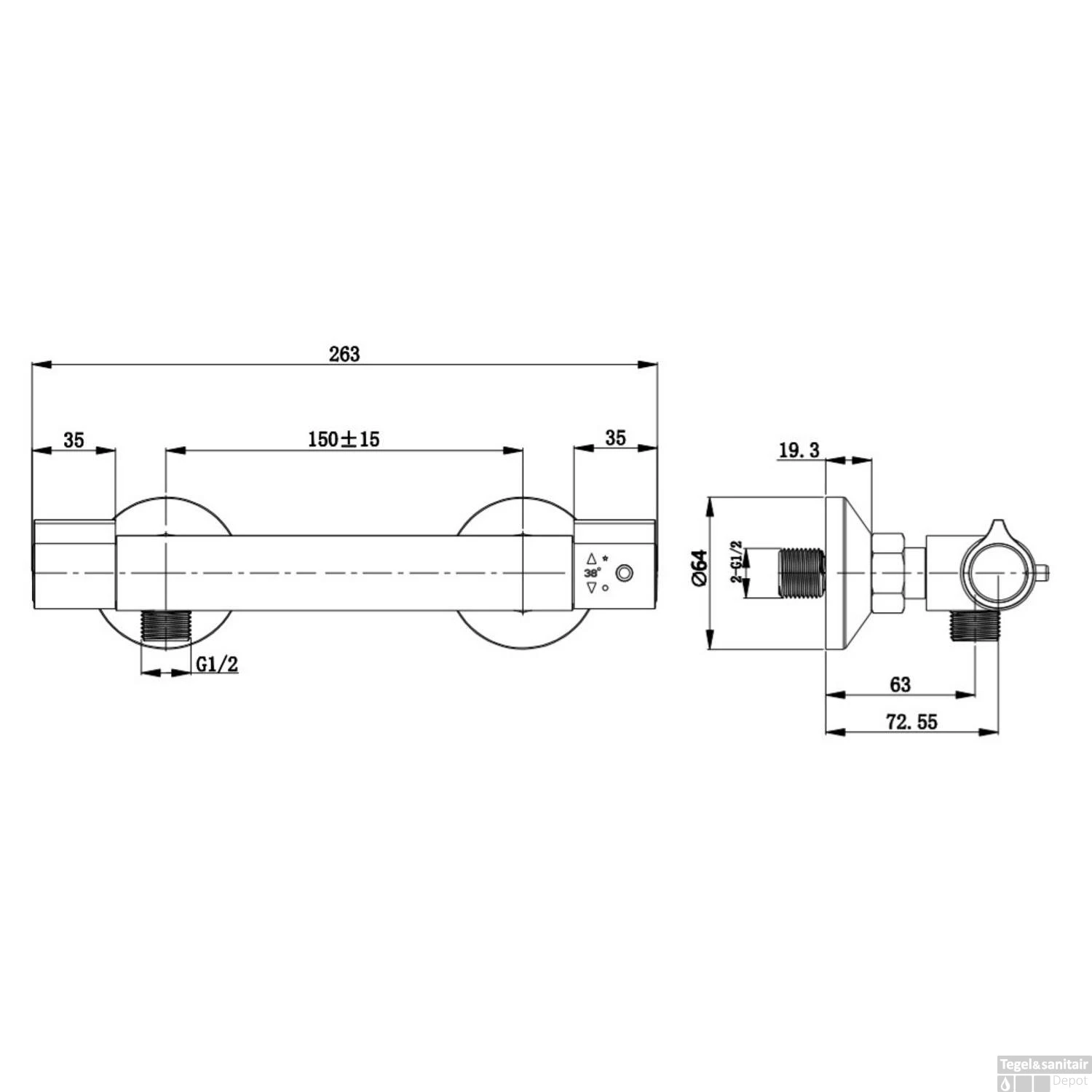 Thermostatische Douchekraan Schutte Vico Chroom 7 Thermostatische Douchekraan Schutte Vico Chroom - Afbeelding 7