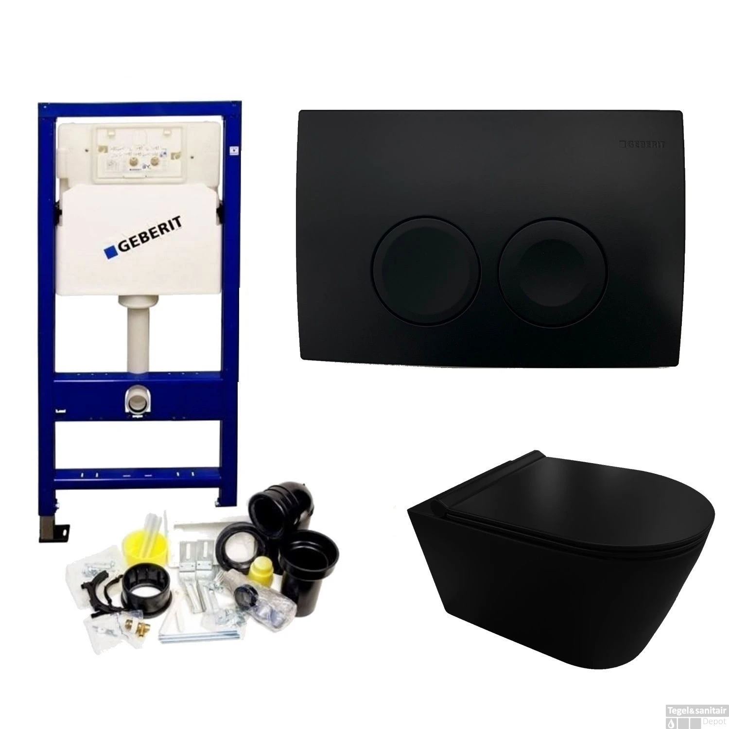 Geberit UP100 Toiletset Compleet | Inbouwreservoir | Rimless Civita Mat Zwart Met Drukplaat 10 Geberit UP100 Toiletset Compleet | Inbouwreservoir | Rimless Civita Mat Zwart Met Drukplaat - Afbeelding 10