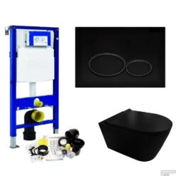 Geberit UP320 Toiletset Compleet | Inbouwreservoir | Civita Black Randloos Mat Zwart | Set 44 Met Drukplaat -Duravit Verkoop toiletset geberit up320 set44 milo shop 2