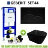 Geberit UP320 Toiletset Compleet | Inbouwreservoir | Civita Black Randloos Mat Zwart | Set 44 Met Drukplaat