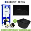 Geberit UP320 Toiletset Set45 Wiesbaden Vesta Rimless Mat Zwart Met Matzwarte Drukplaat