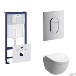 Grohe Rapid SL Toiletset Set14 B&W Zero Diepspoel Met Grohe Arena Of Skate Drukplaat -Duravit Verkoop toiletset grohe rapid sl set14 shop 1