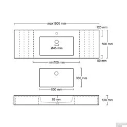 Opzet Wastafel Urbi Et Orbi Plura Uni 90 Beton 90x50x12 Cm Antraciet -Duravit Verkoop ut0131 opzet wastafel urbi et orbi plura uni 90 beton 90x50x12 cm antraciet tech