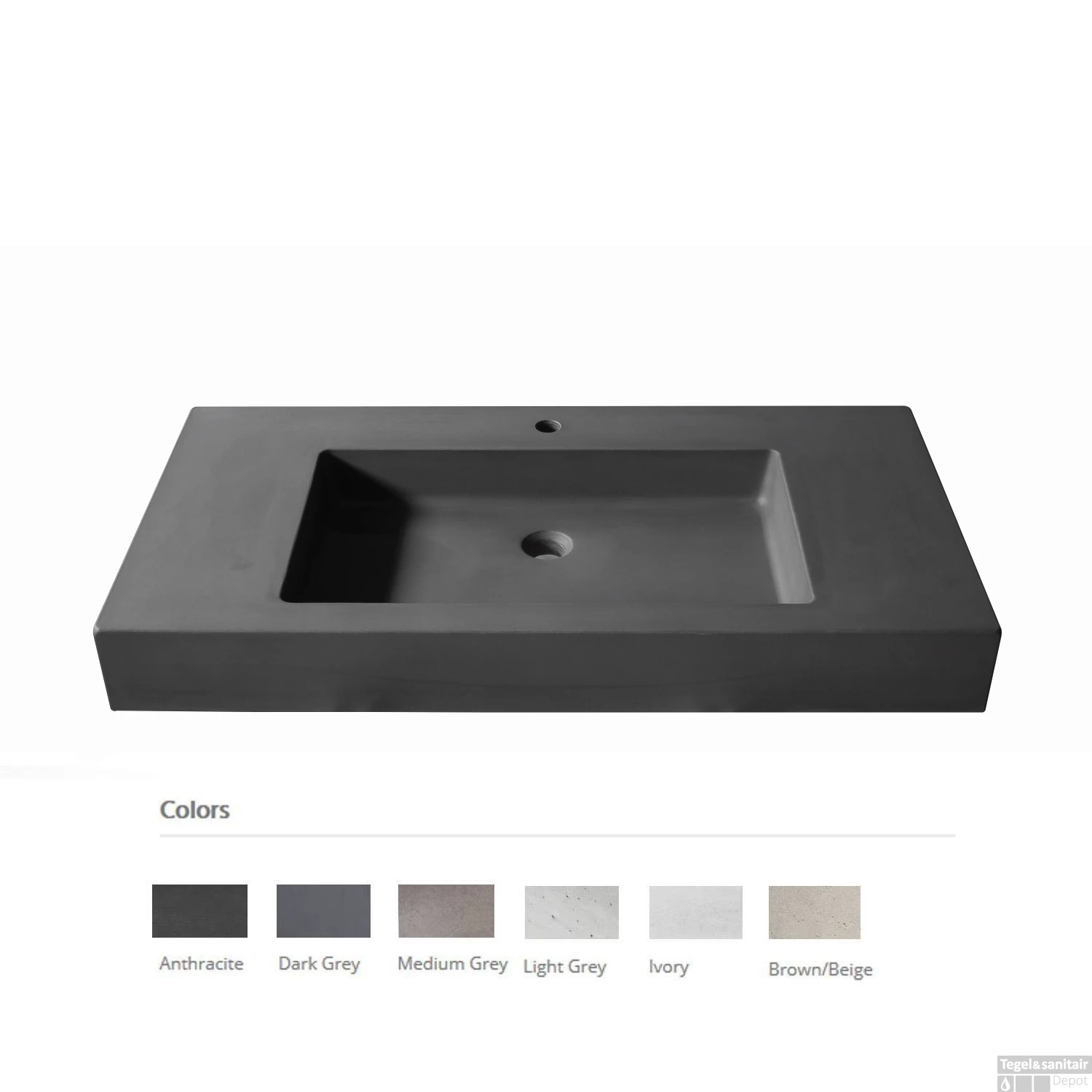 Opzet Wastafel Urbi Et Orbi Plura Uni 90 Beton 90x50x12 Cm Ivoor