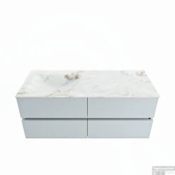 MONDIAZ VICA-DLUX 120cm Badmeubel Onderkast Clay 4 Lades. Inbouw Wastafel CLOUD Links 1 Kraangat, Kleur Frappe.