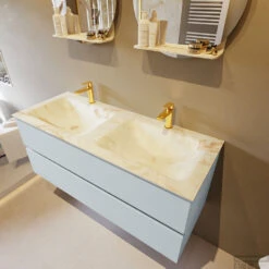 MONDIAZ VICA-DLUX 120cm Badmeubel Onderkast Clay 2 Lades. Inbouw Wastafel CLOUD Dubbel 2 Kraangaten, Kleur Frappe, En Spiegel Model SPOT -Duravit Verkoop vica dluxe inbouw cloud frappe clay side1 0027 13132514375949