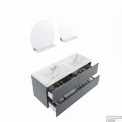 MONDIAZ VICA-DLUX 120cm Badmeubel Onderkast Plata 4 Lades. Inbouw Wastafel CLOUD Dubbel Zonder Kraangat, Kleur Frappe, En Spiegel Model SPOT -Duravit Verkoop vica dluxe inbouw cloud frappe plata sp google 3 0046