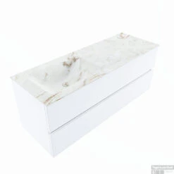 MONDIAZ VICA-DLUX 130cm Badmeubel Onderkast Talc 2 Lades. Inbouw Wastafel CLOUD Links 1 Kraangat, Kleur Frappe. -Duravit Verkoop vica dluxe inbouw cloud frappe talc google 2 0033