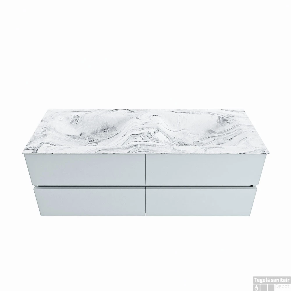 MONDIAZ VICA-DLUX 130cm Badmeubel Onderkast Clay 4 Lades. Inbouw Wastafel CLOUD Dubbel Zonder Kraangat, Kleur Glace, En Spiegel Model SPOT 2 MONDIAZ VICA-DLUX 130cm Badmeubel Onderkast Clay 4 Lades. Inbouw Wastafel CLOUD Dubbel Zonder Kraangat, Kleur Glace, En Spiegel Model SPOT - Afbeelding 2