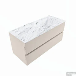 MONDIAZ VICA-DLUX 110cm Badmeubel Onderkast Linen 2 Lades. Inbouw Wastafel CLOUD Rechts 1 Kraangat, Kleur Glace. -Duravit Verkoop vica dluxe inbouw cloud glace linen google 2 0019