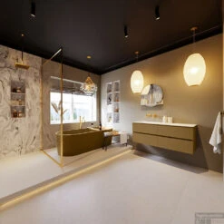 MONDIAZ VICA-DLUX 130cm Badmeubel Onderkast Oro 4 Lades. Inbouw Wastafel CLOUD Links Zonder Kraangat, Kleur Glace, En Spiegel Model SPOT -Duravit Verkoop vica dluxe inbouw cloud glace oro totaal 0050 13132514378288