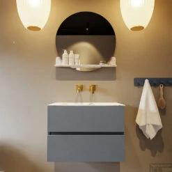 MONDIAZ VICA-DLUX 70cm Badmeubel Onderkast Plata 2 Lades. Inbouw Wastafel CLOUD Midden Zonder Kraangat, Kleur Glace, En Spiegel Model SPOT -Duravit Verkoop vica dluxe inbouw cloud glace plata front2 0002