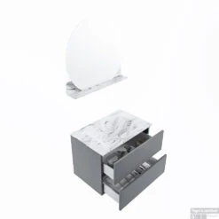 MONDIAZ VICA-DLUX 70cm Badmeubel Onderkast Plata 2 Lades. Inbouw Wastafel CLOUD Midden Zonder Kraangat, Kleur Glace, En Spiegel Model SPOT -Duravit Verkoop vica dluxe inbouw cloud glace plata sp google 3 0002