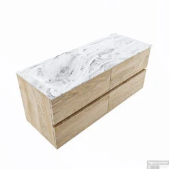 MONDIAZ VICA-DLUX 120cm Badmeubel Onderkast Washed Oak 4 Lades. Inbouw Wastafel CLOUD Links Zonder Kraangat, Kleur Glace. -Duravit Verkoop vica dluxe inbouw cloud glace washed oak google 2 0044