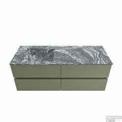 MONDIAZ VICA-DLUX 130cm Badmeubel Onderkast Army 4 Lades. Inbouw Wastafel CLOUD Links 1 Kraangat, Kleur Lava.