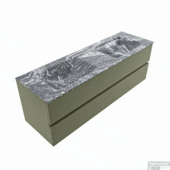 MONDIAZ VICA-DLUX 150cm Badmeubel Onderkast Army 2 Lades. Inbouw Wastafel CLOUD Dubbel Zonder Kraangat, Kleur Lava. -Duravit Verkoop vica dluxe inbouw cloud lava army google 2 0039