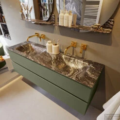 MONDIAZ VICA-DLUX 150cm Badmeubel Onderkast Army 2 Lades. Inbouw Wastafel CLOUD Dubbel Zonder Kraangat, Kleur Lava. -Duravit Verkoop vica dluxe inbouw cloud lava army side1 0039 13132514402266