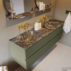 MONDIAZ VICA-DLUX 150cm Badmeubel Onderkast Army 2 Lades. Inbouw Wastafel CLOUD Dubbel Zonder Kraangat, Kleur Lava. -Duravit Verkoop vica dluxe inbouw cloud lava army side2 0039 13132514402267