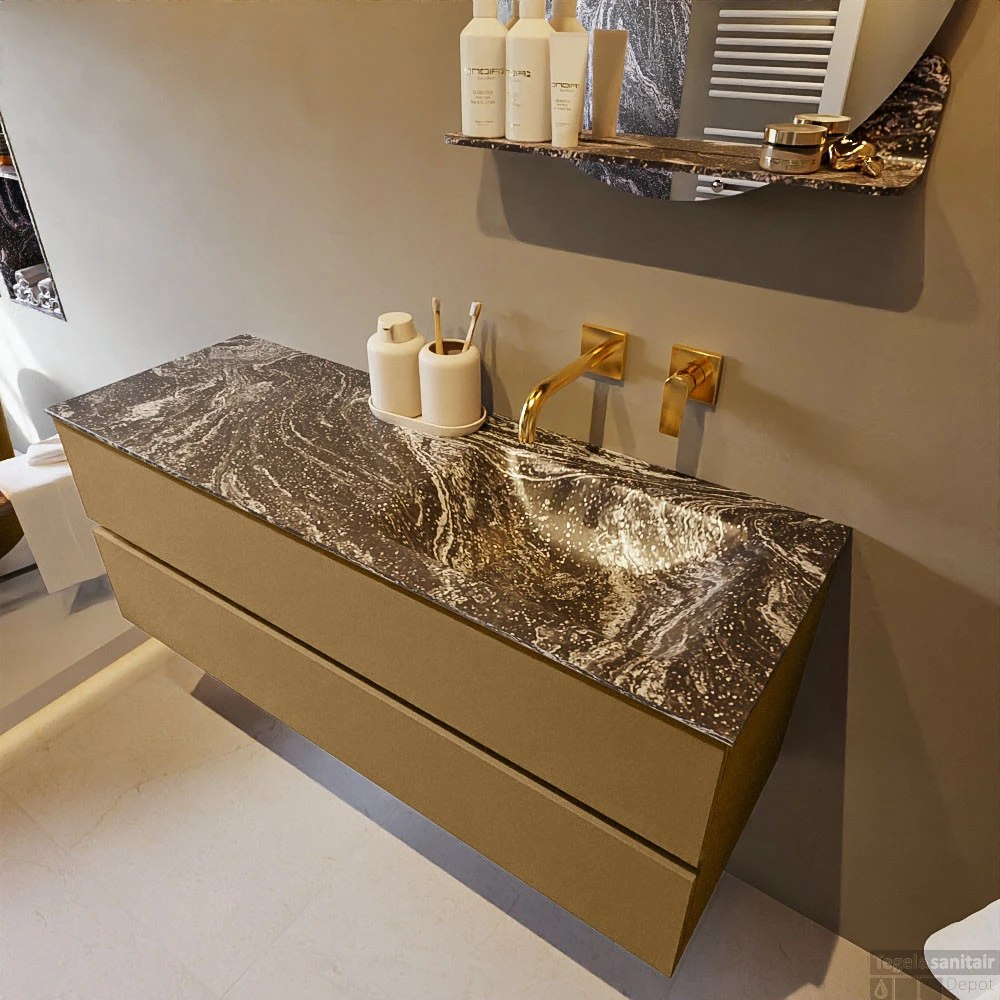 MONDIAZ VICA-DLUX 130cm Badmeubel Onderkast Oro 2 Lades. Inbouw Wastafel CLOUD Rechts Zonder Kraangat, Kleur Lava, En Spiegel Model SPOT 3 MONDIAZ VICA-DLUX 130cm Badmeubel Onderkast Oro 2 Lades. Inbouw Wastafel CLOUD Rechts Zonder Kraangat, Kleur Lava, En Spiegel Model SPOT - Afbeelding 3