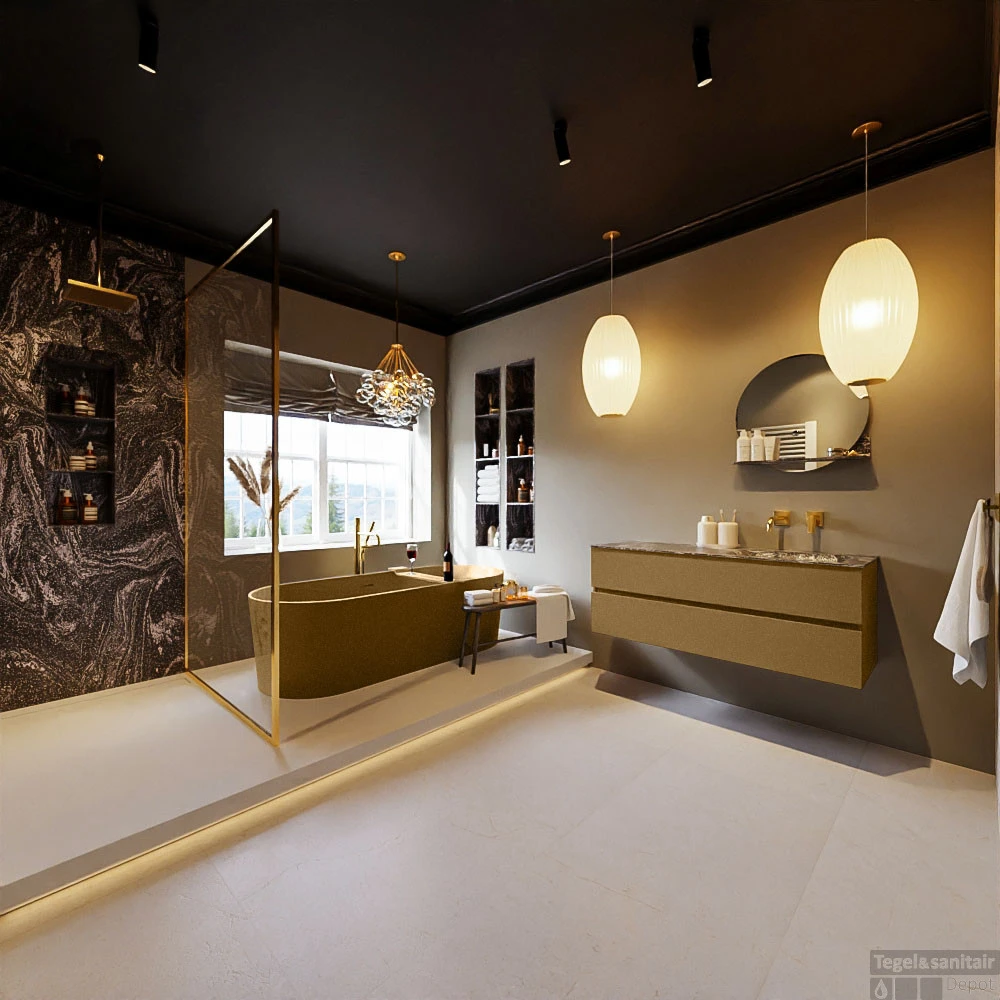 MONDIAZ VICA-DLUX 130cm Badmeubel Onderkast Oro 2 Lades. Inbouw Wastafel CLOUD Rechts Zonder Kraangat, Kleur Lava, En Spiegel Model SPOT 7 MONDIAZ VICA-DLUX 130cm Badmeubel Onderkast Oro 2 Lades. Inbouw Wastafel CLOUD Rechts Zonder Kraangat, Kleur Lava, En Spiegel Model SPOT - Afbeelding 7