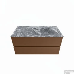 MONDIAZ VICA-DLUX 100cm Badmeubel Onderkast Rust 2 Lades. Inbouw Wastafel CLOUD Rechts 1 Kraangat, Kleur Lava.