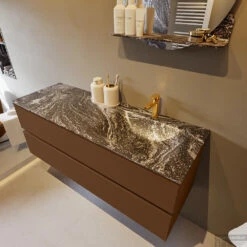 MONDIAZ VICA-DLUX 130cm Badmeubel Onderkast Rust 2 Lades. Inbouw Wastafel CLOUD Rechts 1 Kraangat, Kleur Lava, En Spiegel Model SPOT -Duravit Verkoop vica dluxe inbouw cloud lava rust side1 0034 13132514389151