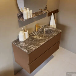 MONDIAZ VICA-DLUX 100cm Badmeubel Onderkast Rust 2 Lades. Inbouw Wastafel CLOUD Rechts 1 Kraangat, Kleur Lava. -Duravit Verkoop vica dluxe inbouw cloud lava rust side2 0013 13132514401538