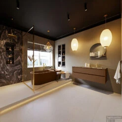 MONDIAZ VICA-DLUX 130cm Badmeubel Onderkast Rust 2 Lades. Inbouw Wastafel CLOUD Rechts 1 Kraangat, Kleur Lava, En Spiegel Model SPOT -Duravit Verkoop vica dluxe inbouw cloud lava rust totaal 0034 13132514389151