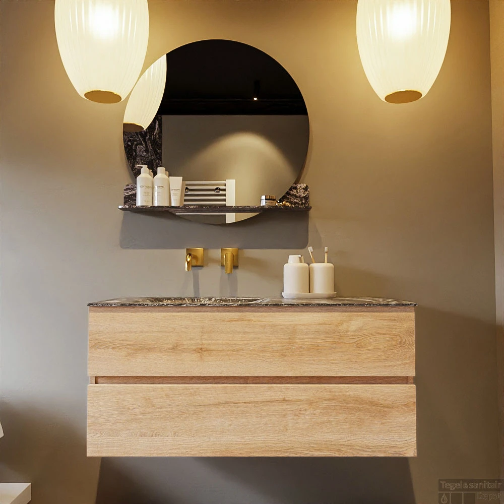 MONDIAZ VICA-DLUX 110cm Badmeubel Onderkast Washed Oak 2 Lades. Inbouw Wastafel CLOUD Links Zonder Kraangat, Kleur Lava, En Spiegel Model SPOT 7 MONDIAZ VICA-DLUX 110cm Badmeubel Onderkast Washed Oak 2 Lades. Inbouw Wastafel CLOUD Links Zonder Kraangat, Kleur Lava, En Spiegel Model SPOT - Afbeelding 7