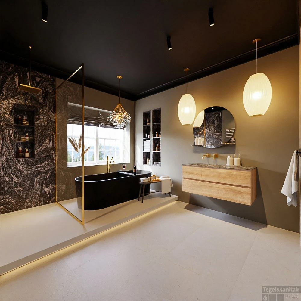 MONDIAZ VICA-DLUX 110cm Badmeubel Onderkast Washed Oak 2 Lades. Inbouw Wastafel CLOUD Links Zonder Kraangat, Kleur Lava, En Spiegel Model SPOT 8 MONDIAZ VICA-DLUX 110cm Badmeubel Onderkast Washed Oak 2 Lades. Inbouw Wastafel CLOUD Links Zonder Kraangat, Kleur Lava, En Spiegel Model SPOT - Afbeelding 8