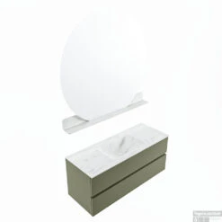 MONDIAZ VICA-DLUX 120cm Badmeubel Onderkast Army 2 Lades. Inbouw Wastafel CLOUD Midden Zonder Kraangat, Kleur Opalo, En Spiegel Model SPOT -Duravit Verkoop vica dluxe inbouw cloud opalo army sp google 2 0020