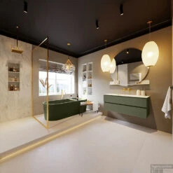 MONDIAZ VICA-DLUX 120cm Badmeubel Onderkast Army 2 Lades. Inbouw Wastafel CLOUD Midden Zonder Kraangat, Kleur Opalo, En Spiegel Model SPOT -Duravit Verkoop vica dluxe inbouw cloud opalo army totaal 0020 13132514382460